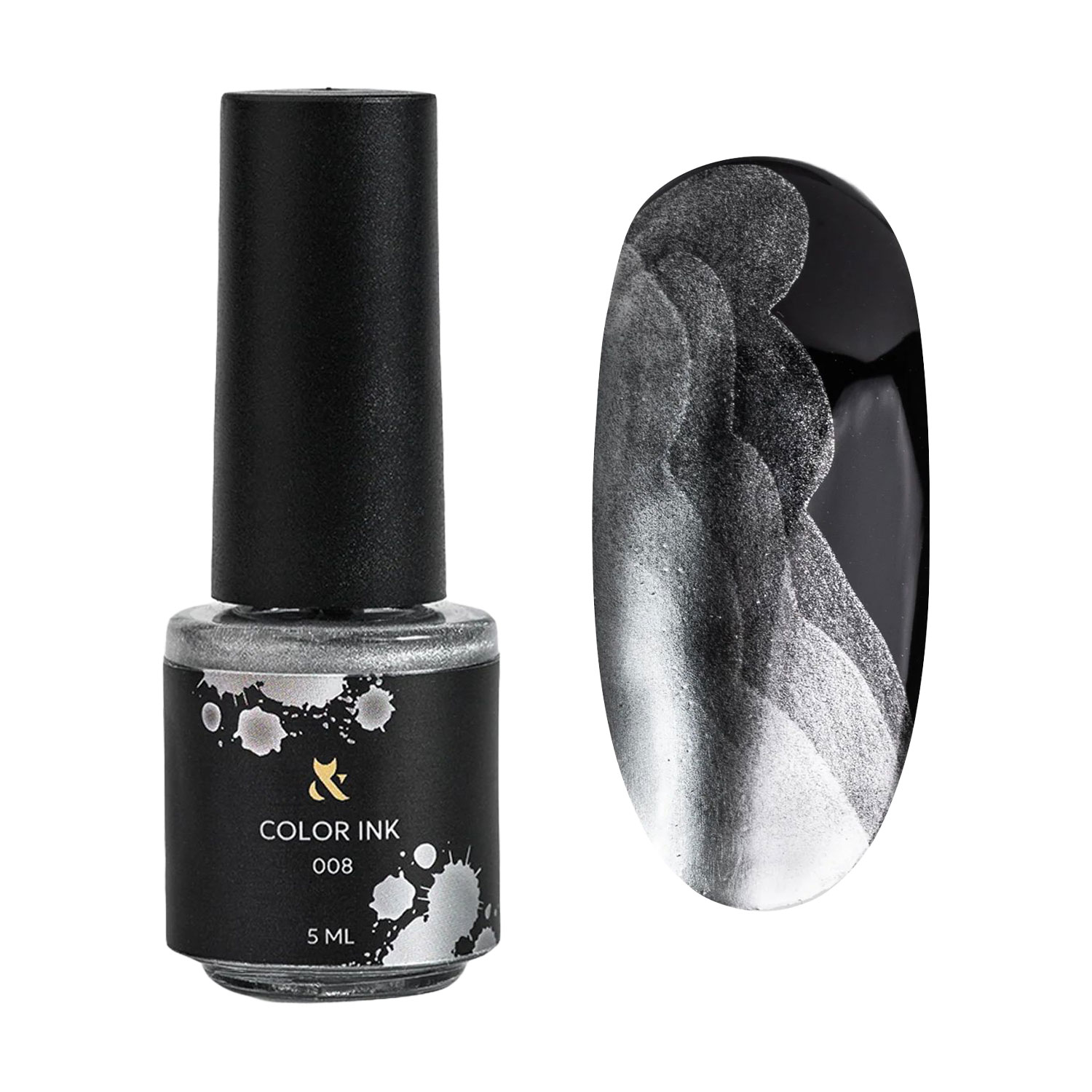 Чорнило для дизайну нігтів в акварельній техніці F.O.X Color Ink 008 Silver, 5 мл