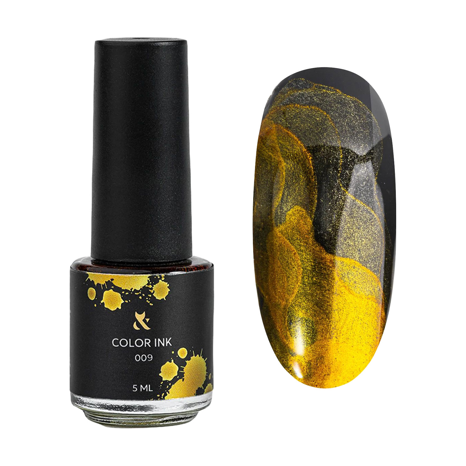 Чорнило для дизайну нігтів в акварельній техніці F.O.X Color Ink 009 Gold, 5 мл